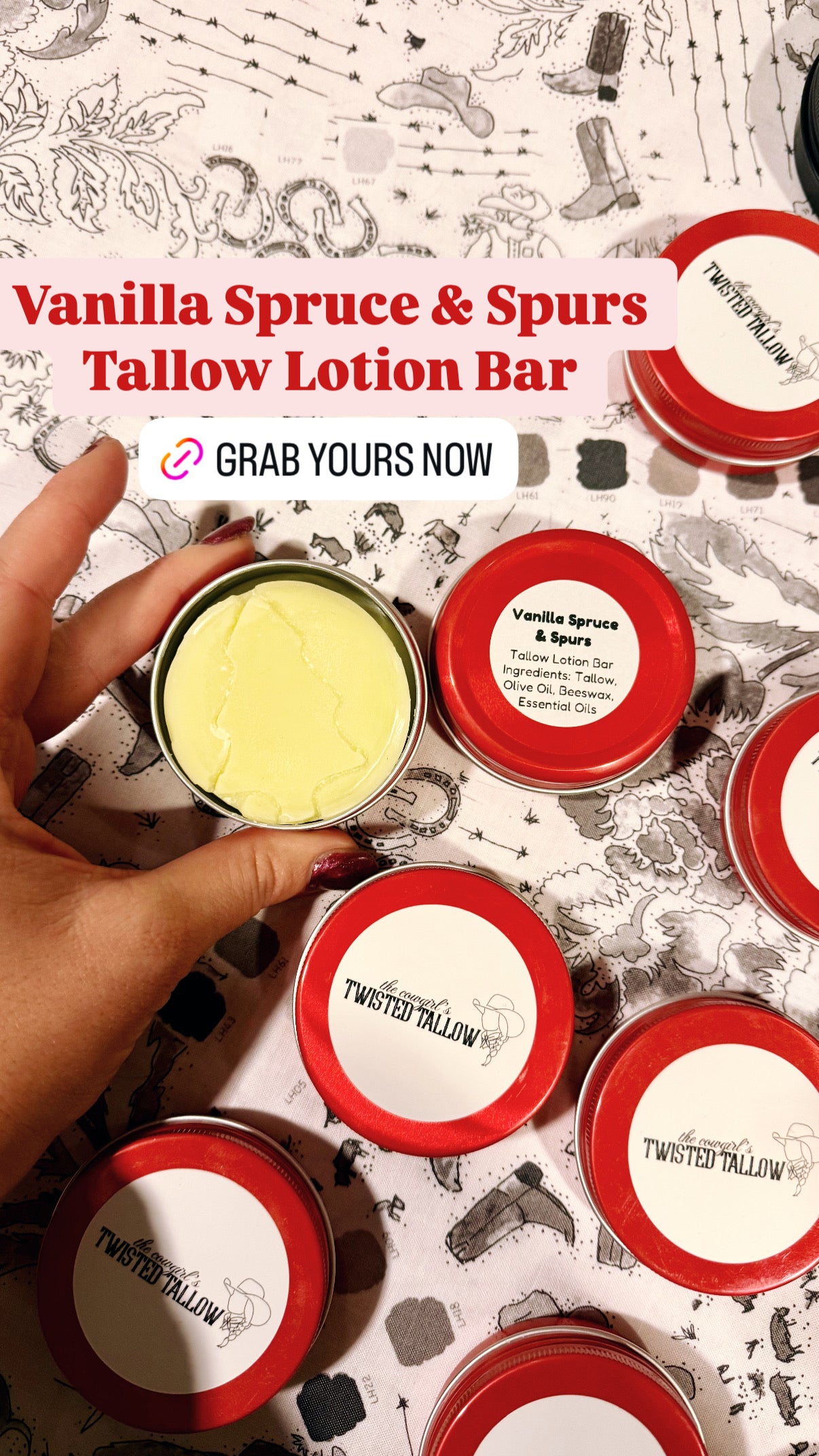 Vanilla Spruce & Spurs- Solid Tallow Lotion Bar